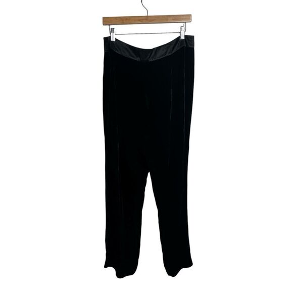 Janeville Black Velvet Silk Trouser Pants, 14 - Picture 4 of 12